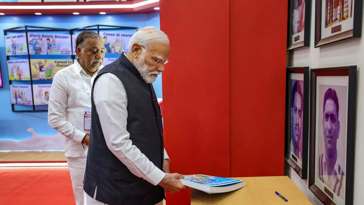 PM Narendra Modi at the Amul advertisements exhibition